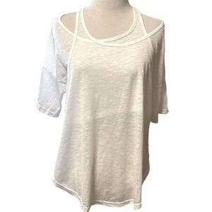 Halara white sheer T-shirt with tank underneath, new, medium